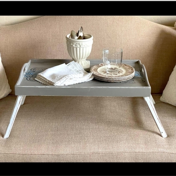 Vintage French-Themed Wooden Breakfast Tray - Picture 5 of 7